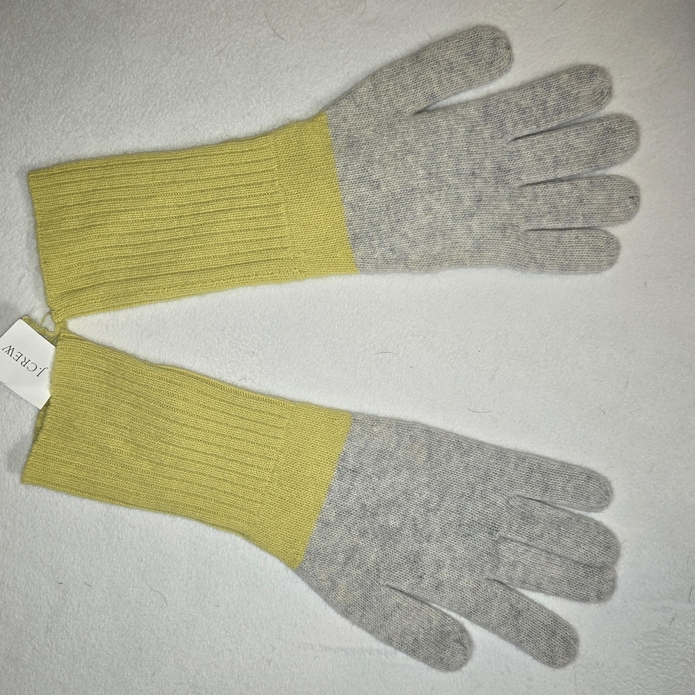 J Crew Womens Color Block Wool Cashmere Gloves Long NWT